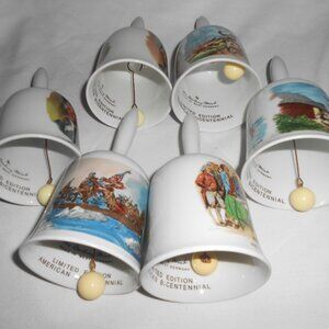 New RARE 6 Danbury Mint Limited Edition porcelain Bells 6" American Bicentennial